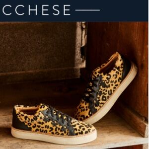 Lucchese Black and Yellow Leopard Sneakers